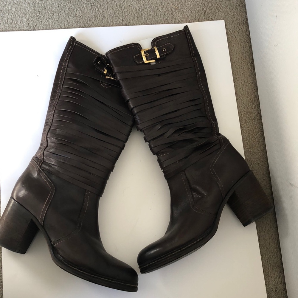 Brown leather boots